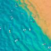 Surfing Maroubra Beach Aerial. Surfers waiting for waves at one of Sydneys, best surfing spots.