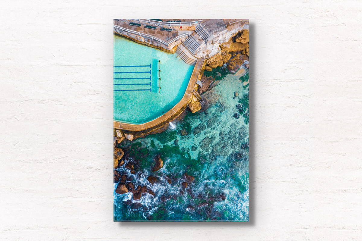 Bronte Baths Ocean Pool aerial. Crystal clear and one of Sydneys most iconic ocean rock pools. Wall Art Print