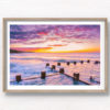 Cotton candy puffy pink clouds at a beautiful Sunrise at Coogee Beach from Ross Jones memorial ocean pool in Sydney.