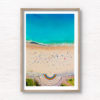 Aerial view above Coogee Beach Rainbow Walkway during a packed summers day at one of Sydney’s best beaches. Wall art print.