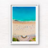 Aerial view above Coogee Beach Rainbow Walkway during a packed summers day at one of Sydney’s best beaches. Wall art print.