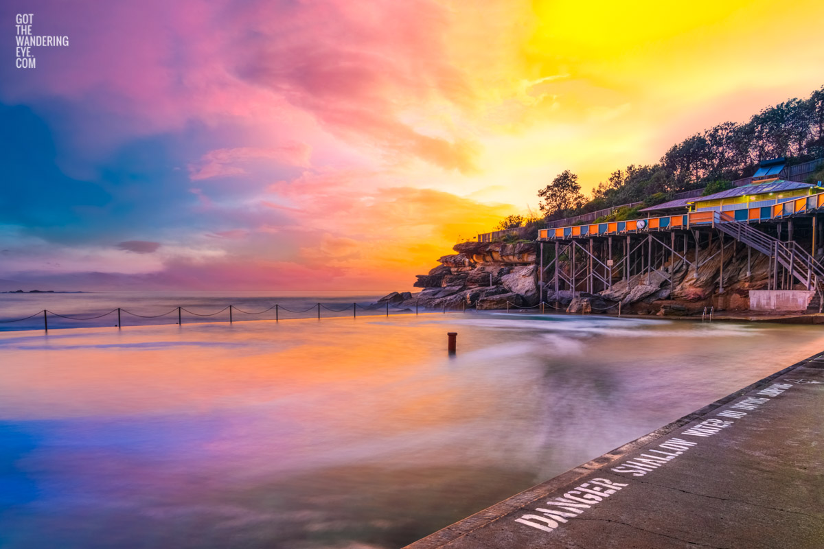 Stunning sunrise at Wylies Baths Coogee Beach. One of Sydney’s best ocean rock pools, by Allan Chan.
