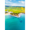 Aerial view above Gerringong north headland at Werri Beach looking back towards Saddleback Mountain.