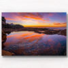 Tamarama Beach rock pool wispy purple sky sunrise reflection. Framed art photography wall art print.