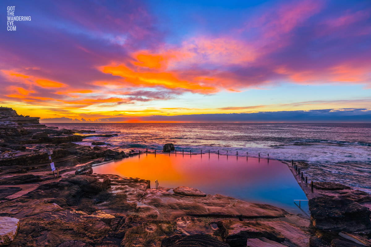 Mahon Pool Mirage. Long exposure photograph taken during a spectacular multi-coloured sunrise at Maroubra's iconic swimming pool..