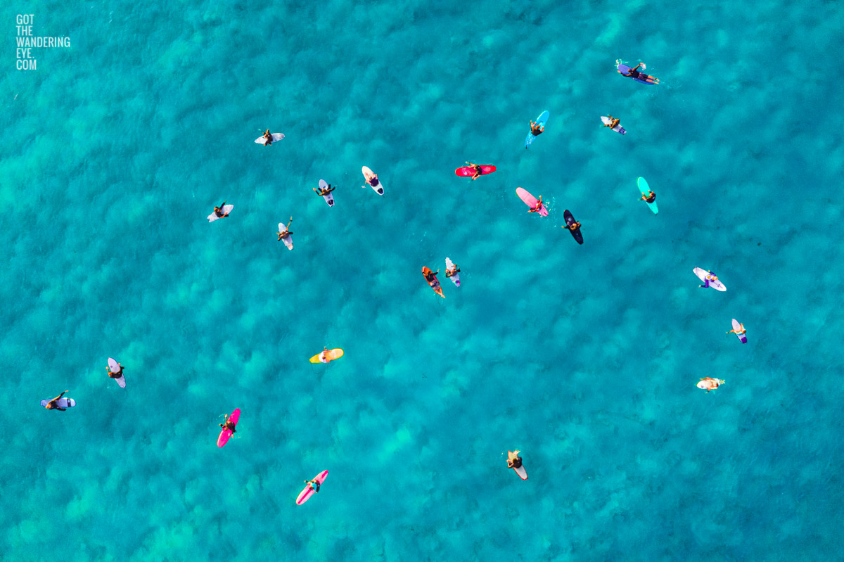 Wolfpack at Bondi Beach Surfers aerial view.