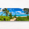 Beautiful deserted Oahu beach in Hawaii. Framed art photography wall art print.
