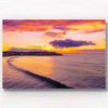 Slice of Bondi Beach. Long wave breaking during a beautiful golden pink sunrise over Ben Buckler Bondi. Framed art photography wall art print.