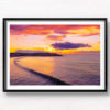 Slice of Bondi Beach. Long wave breaking during a beautiful golden pink sunrise over Ben Buckler Bondi. Framed art photography wall art print.