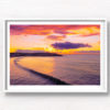 Slice of Bondi Beach. Long wave breaking during a beautiful golden pink sunrise over Ben Buckler Bondi. Framed art photography wall art print.
