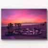 Venice Beach Skatepark Sunset, beautiful pink sky palm tree silhouette. Framed art photography wall art print.