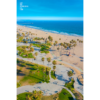 Aerial view above Venice Beach Boardwalk on a clear and sunny summers day.