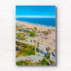 Aerial view above Venice Beach Boardwalk on a clear and sunny summers day. Framed art photography wall art print.