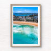 Aerial photo looking back towards The Corso from Manly Beach on a beautiful clear day. Framed aerial photography wall art print by Allan Chan.