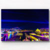 Long exposure, light trail photography of Vivid Sydney Harbour Bridge. Framed art photography wall art print by Allan Chan.