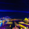 Long exposure, light trail photography of Vivid Sydney Harbour Bridge.