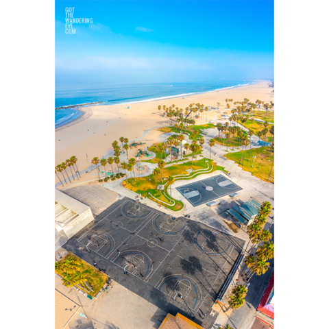 Venice Beach Basketball Courts Aerial Fine Art Photography of LA