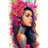Hawaiian Portrait Flower Art. Beautiful Hawaiian Flower girl poster wall art print by Allan Chan.