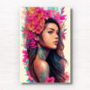 Hawaiian Portrait Flower Art. Beautiful Hawaiian Flower girl poster wall art print by Allan Chan. Acrylic Facemount.