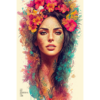 Hawaiian Woman Lei Art. Beautiful Hawaiian Flower girl poster wall art print by Allan Chan.