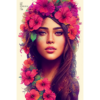 Portrait Abstract Flower Art. Beautiful Hawaiian Flower girl poster wall art print by Allan Chan.