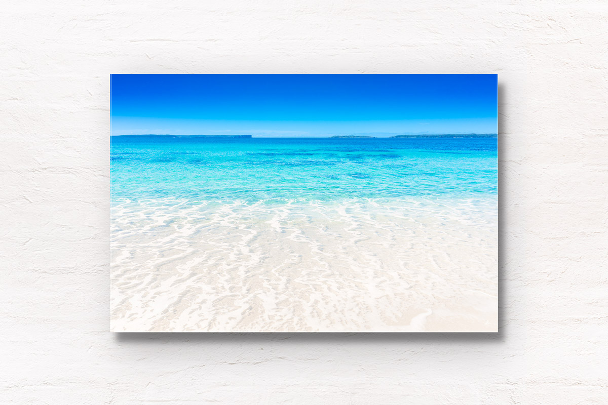 Heavenly Hyams Beach. Crystal clear waters and white sand beach of the most spectacular beach in the NSW South Coast. Framed art photography, wall art prints by Allan Chan.