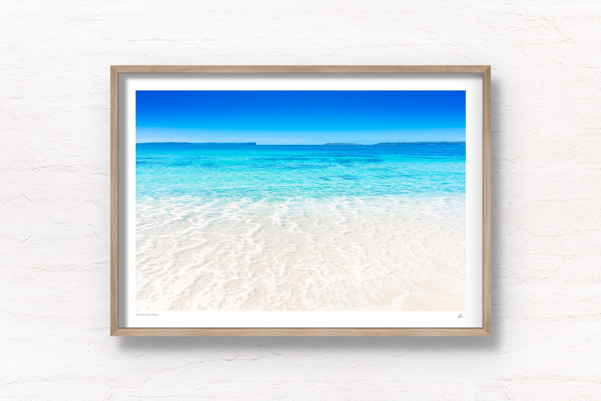 Heavenly Hyams Beach. Crystal clear waters and white sand beach of the most spectacular beach in the NSW South Coast. Framed art photography, wall art prints by Allan Chan.