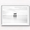 Shirahige Shrine Torii Gate long exposure black & white photography at Lake Biwa, Japan. Framed art photography, wall art prints by Allan Chan.