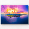 Sublime South Coast Sunset. Aerial view above Gerringong headlands looking back towards the mountains during a spectacular sunset. Framed art photography, wall art prints by Allan Chan.