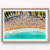Aerial photography above a crowded Rainbow Walkway Coogee Beach on a Summers Day. Framed art photography, wall art prints by Allan Chan.