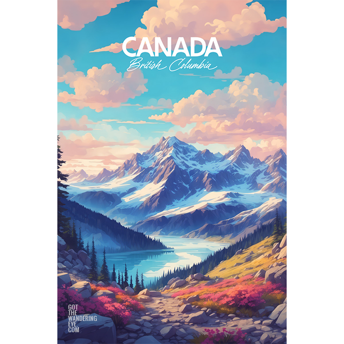 Canada Travel Poster. Digitally illustrated wall art poster print by Allan Chan.