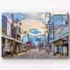 Road to Mount Fuji Street View Print. The best street view of the iconic mountain from Fujiyoshida. Framed art photography, wall art prints by Allan Chan.