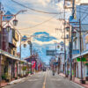 Road to Mount Fuji Street View Print. The best street view of the iconic mountain from Fujiyoshida.