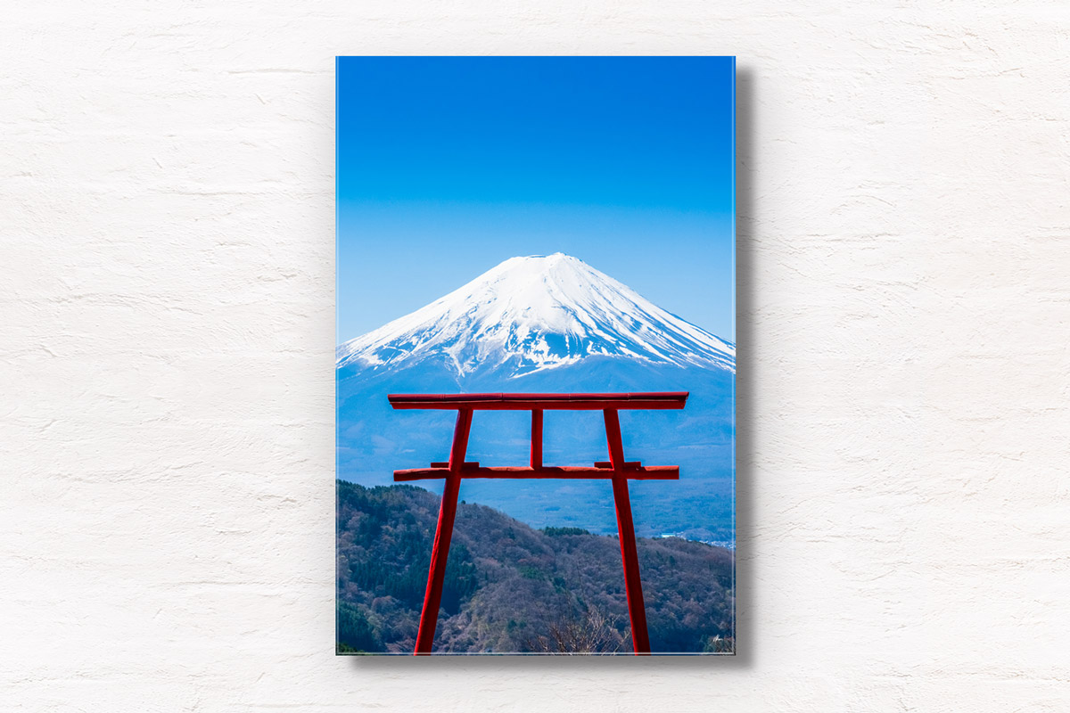 Tenku no Torii Kawaguchiko (Torii gate in the sky) with Mt Fuji views. Framed art photography, wall art prints by Allan Chan.