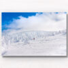 A hiker surrounded by juhyo (Snow Monsters) Mount Zao, Japan during winter. Framed art photography, wall art prints by Allan Chan.