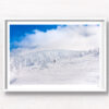 A hiker surrounded by juhyo (Snow Monsters) Mount Zao, Japan during winter. Framed art photography, wall art prints by Allan Chan.