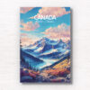 Canada Travel Poster. Mountains and glacial lake digitally illustrated wall art poster print by Allan Chan. Where photography, art and travel collide. Framed art photography, wall art prints by Gotthewanderingeye.