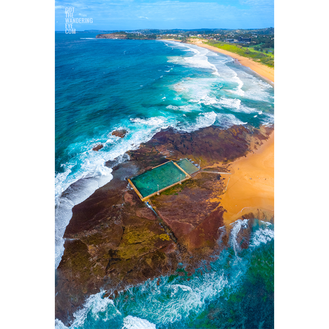 Ocean Rockpool Mona Vale aerial seascape in the Northern Beaches.