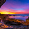 Spectacular purple sunrise, purple ocean pool paradise at Mahon Pool, Maroubra.