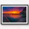 Bronte Rock Pool Sunrise. Fiery sunrise at Sydney's Iconic Bronte Oceanpool. Framed art photography, wall art prints by Allan Chan.