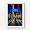 Kabukicho Gate Shinjuku Tokyo. Famous neon red sign covered in blue. Framed art photography, wall art prints by Allan Chan.