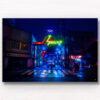 Osaka Shinsekai Cyberpunk City. Neon glowing street lights in the retro district in Osaka Japan. Framed art photography, wall art prints by Allan Chan.