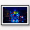 Osaka Shinsekai Cyberpunk City. Neon glowing street lights in the retro district in Osaka Japan. Framed art photography, wall art prints by Allan Chan.