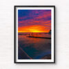 Bronte Beach Oceanpool Sunrise. Red Flames on the horizon at Sydney's iconic swimming pool. Framed art photography, wall art prints by Allan Chan.