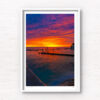 Bronte Beach Oceanpool Sunrise. Red Flames on the horizon at Sydney's iconic swimming pool. Framed art photography, wall art prints by Allan Chan.