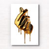 Golden Hand Emoji Love dripping in metallic gold paint. From the designer collection by Allan Chan. Framed wall art prints.