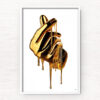 Golden Hand Emoji Love dripping in metallic gold paint. From the designer collection by Allan Chan. Framed wall art prints.