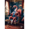 Animal Portraits in Clothes Flamingo in smoking room. Designer art by Gotthewanderingeye.