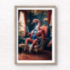 Animal Portraits in Clothes Flamingo in smoking room. Designer art by Gotthewanderingeye. Framed wall art prints by Allan Chan.
