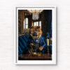Animal Portraits in Clothes Tibetan Mastiff Dog in smoking room. Designer art by Gotthewanderingeye. Framed wall art prints by Allan Chan.